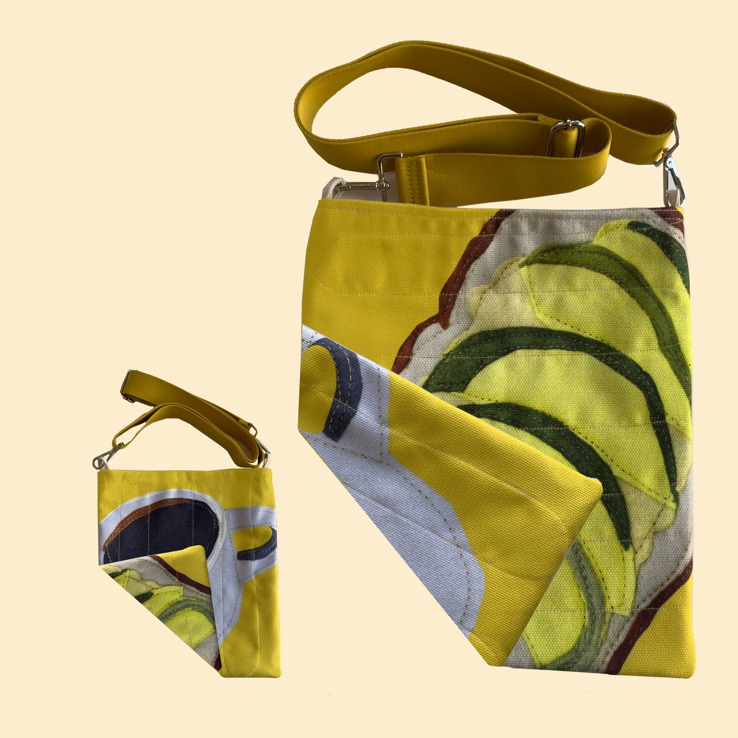 Crossbody Handbag Two-sided in Bacon & Eggs