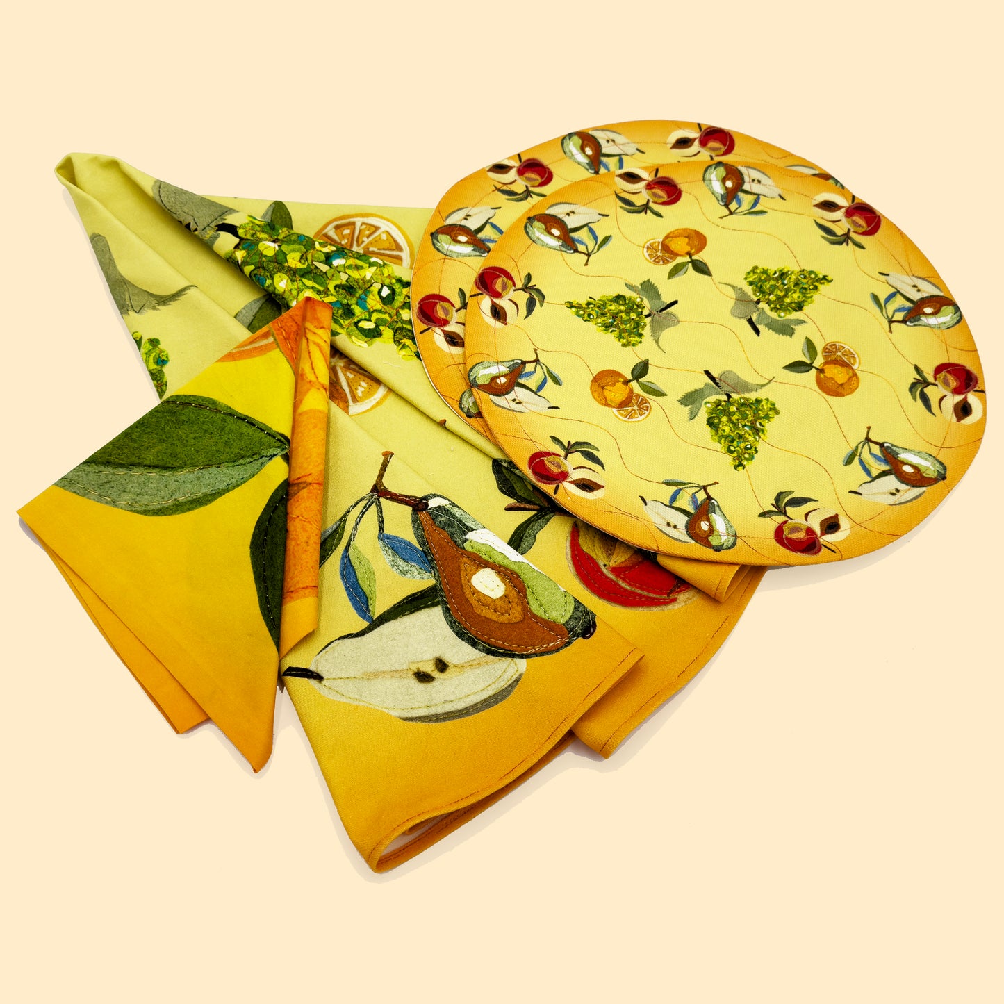 Sunshine Fruit Round Food-themed Tablecloth 48"