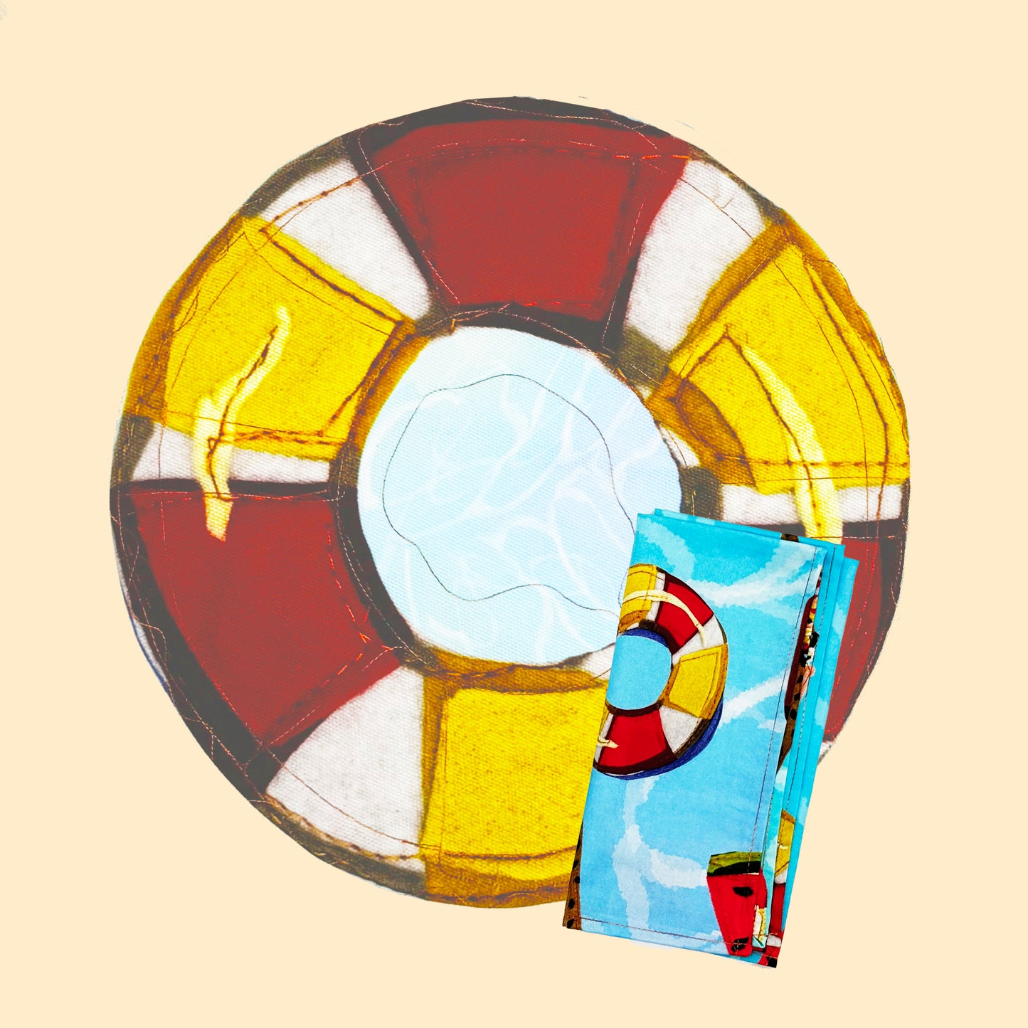 Poolside InnerTube Round Summer-themed Placemat