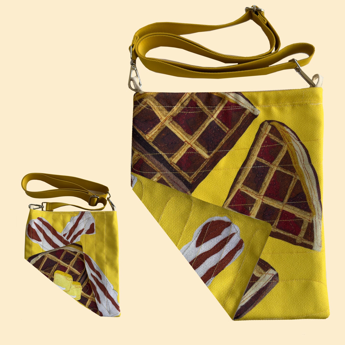 Crossbody Handbag Two-sided in Bacon & Eggs