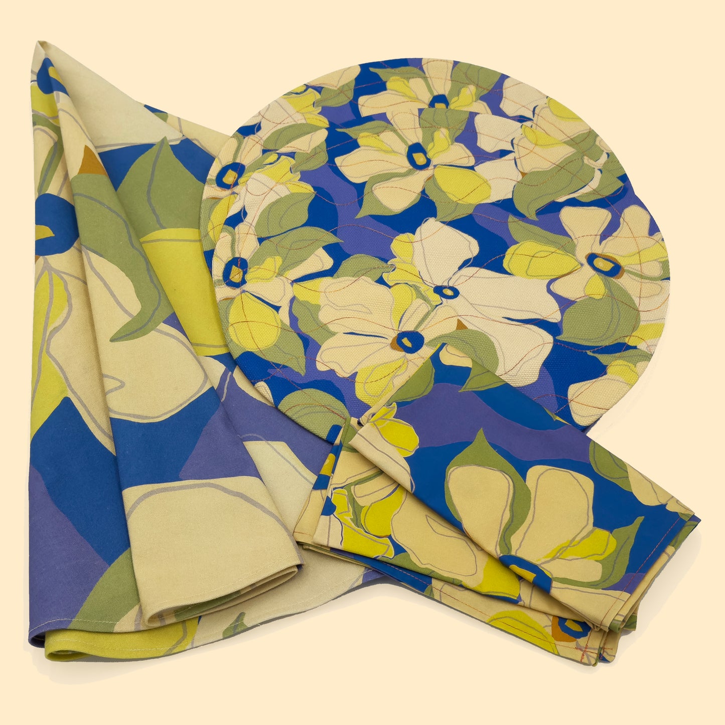 Flower-themed Yellow Pansy Round Tablecloth 48"