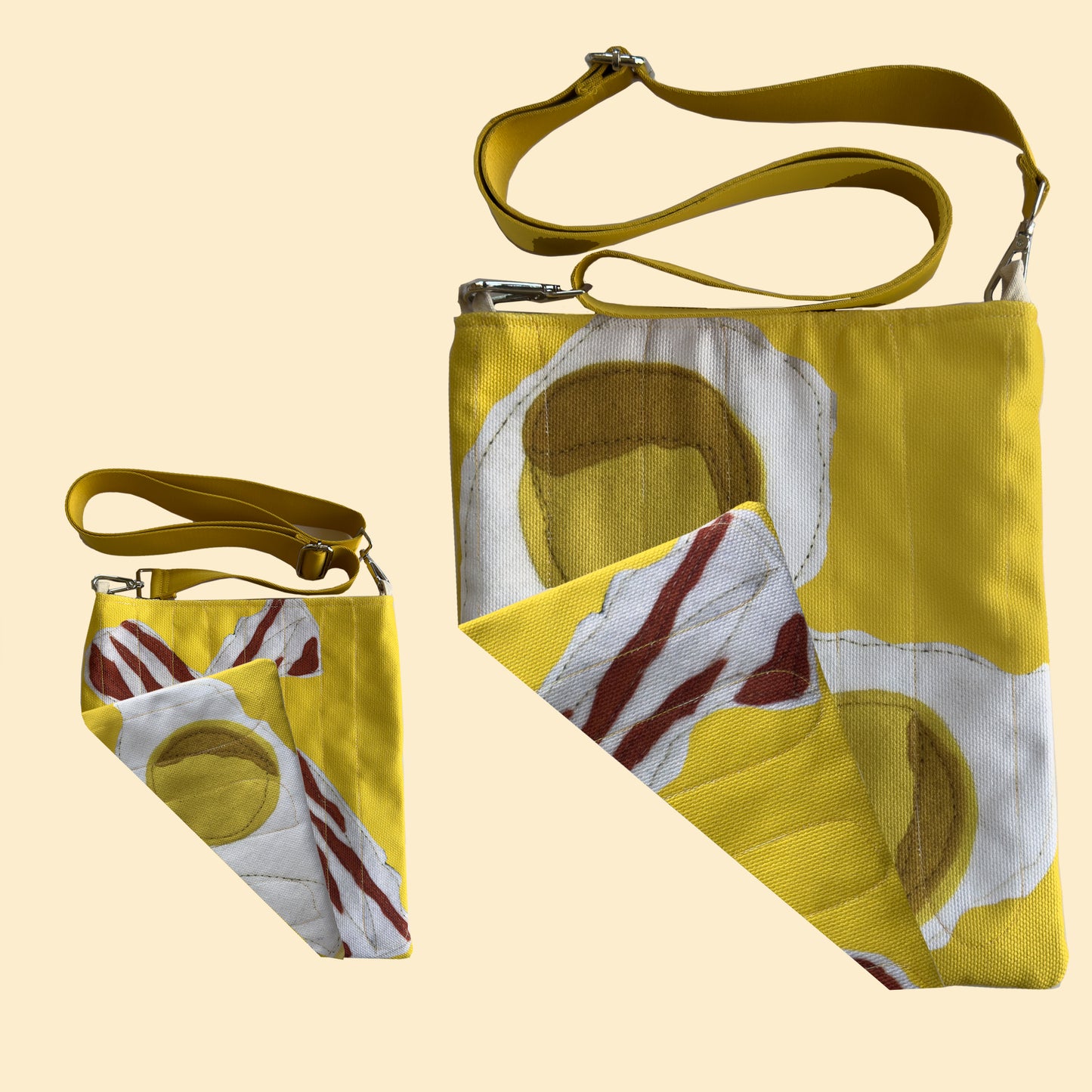 Crossbody Handbag Two-sided in Bacon & Eggs