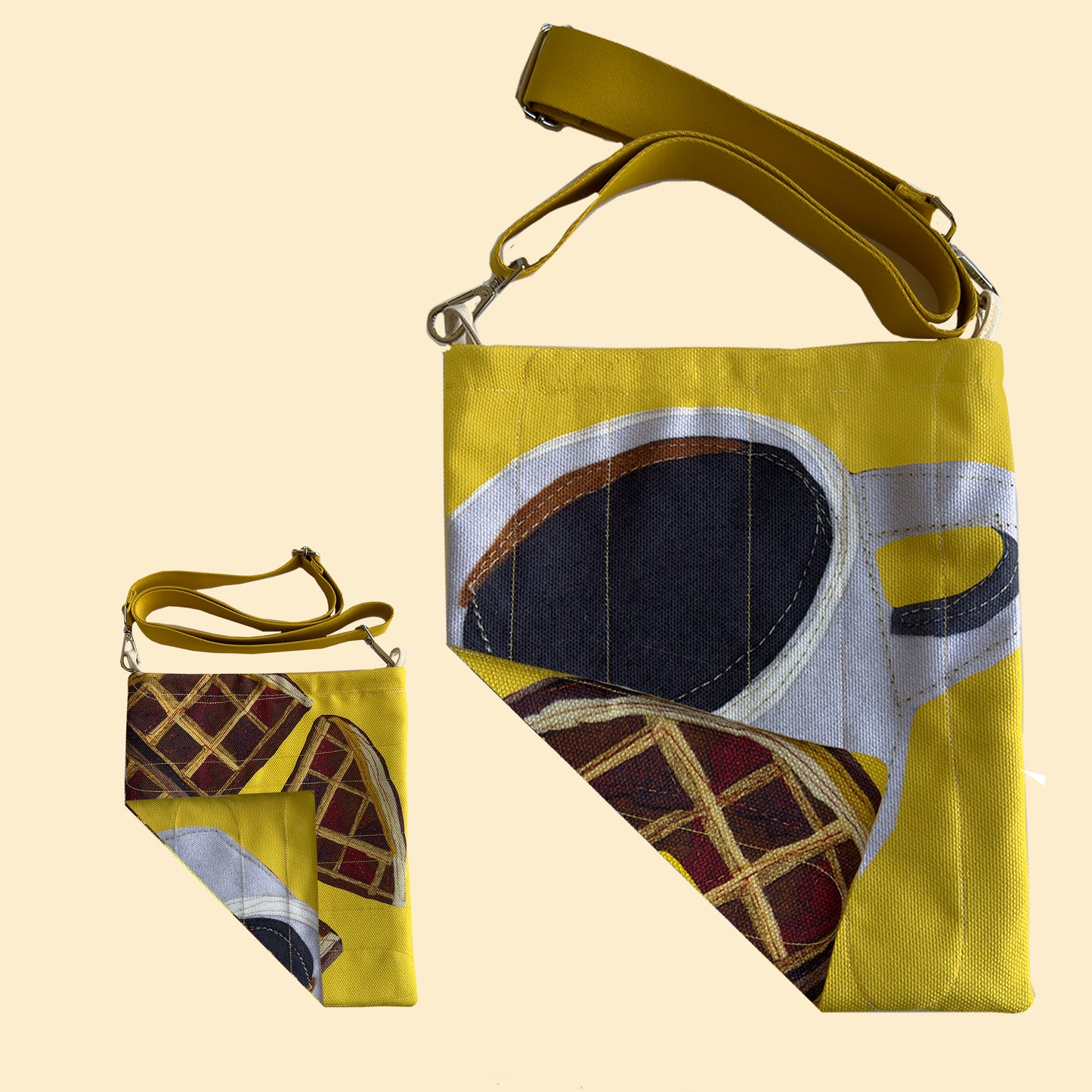 Crossbody Handbag Two-sided in Bacon & Eggs