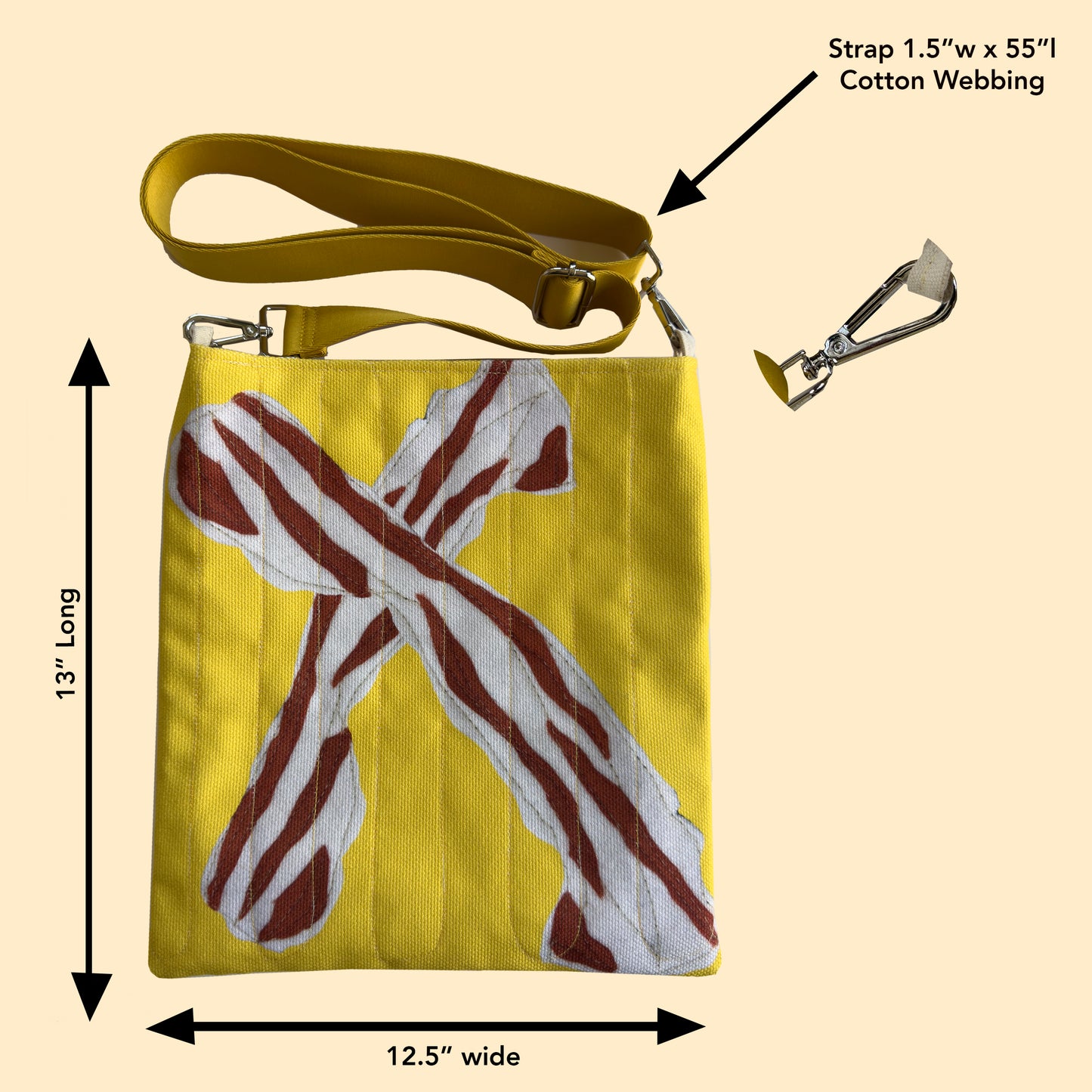 Crossbody Handbag Two-sided in Bacon & Eggs