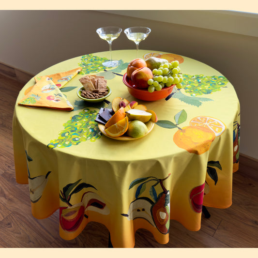 Sunshine Fruit Round Food-themed Tablecloth 48"