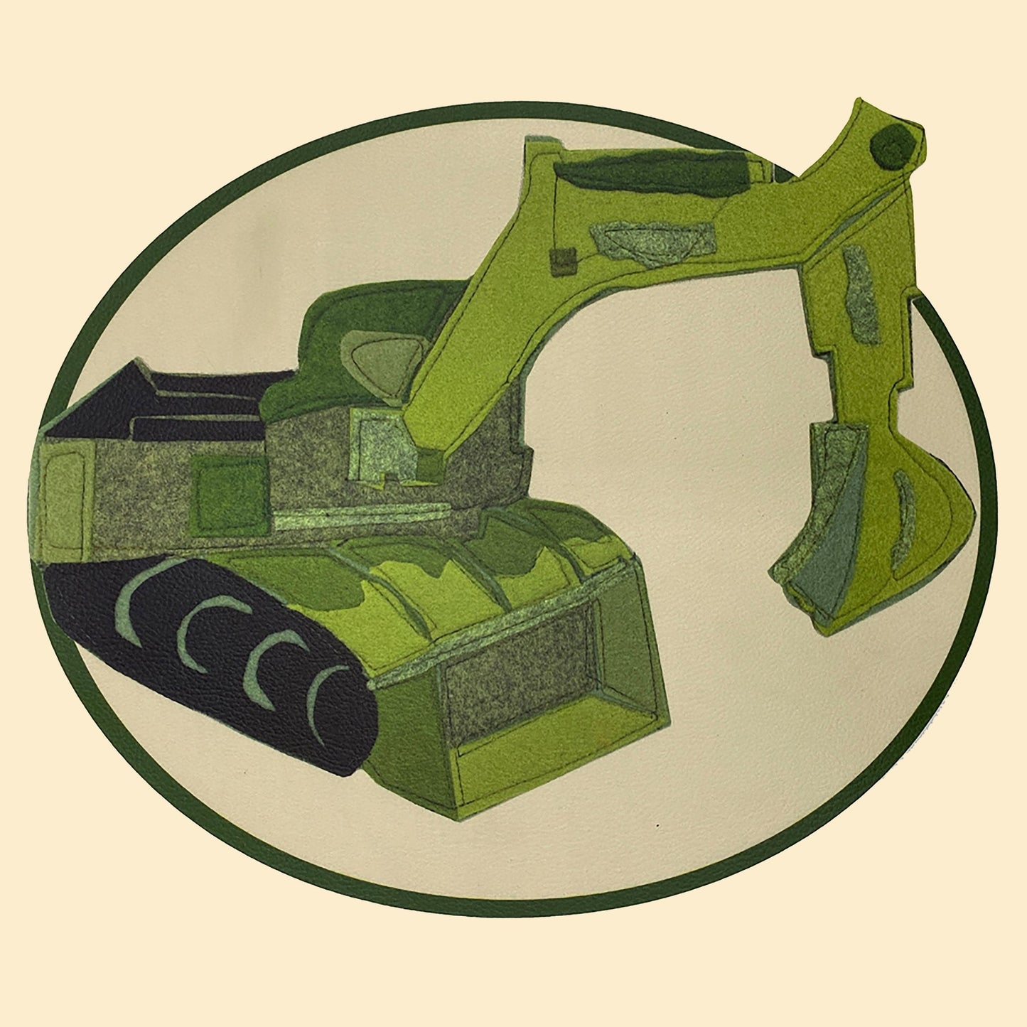 Wipeable Vinyl Kid's Placemat - Green Backhoe Loader