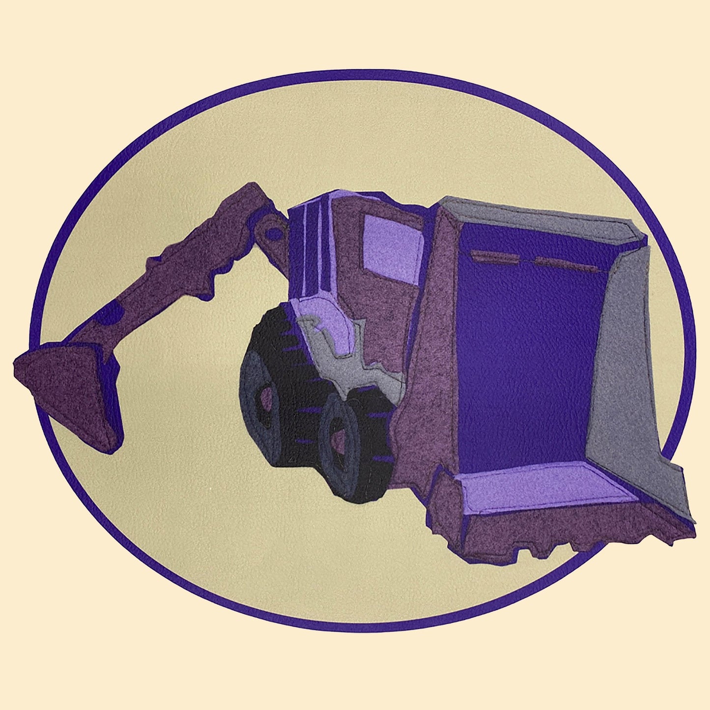 Wipeable Vinyl Kid's Placemat - Purple Backhoe