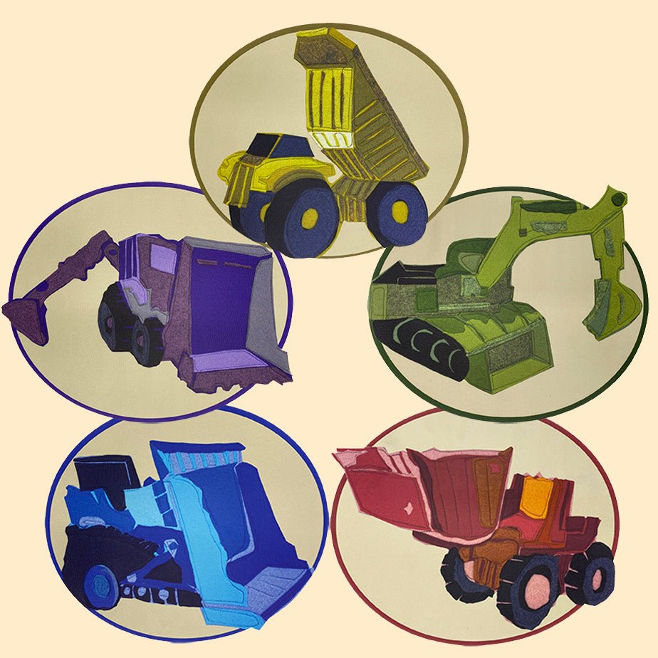 Wipeable Vinyl Kid's Placemat - Purple Backhoe