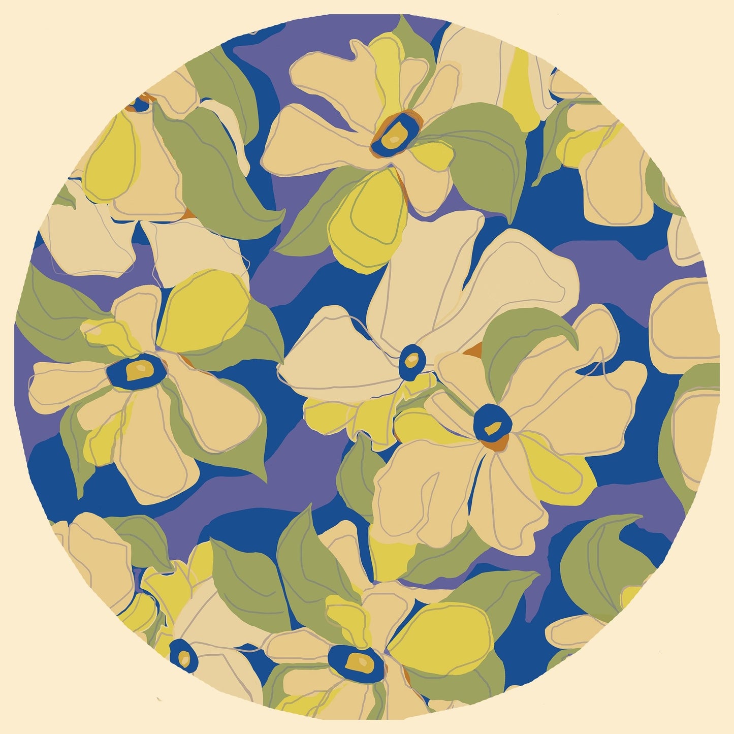 Flower-themed Yellow Pansy Round Tablecloth 48"