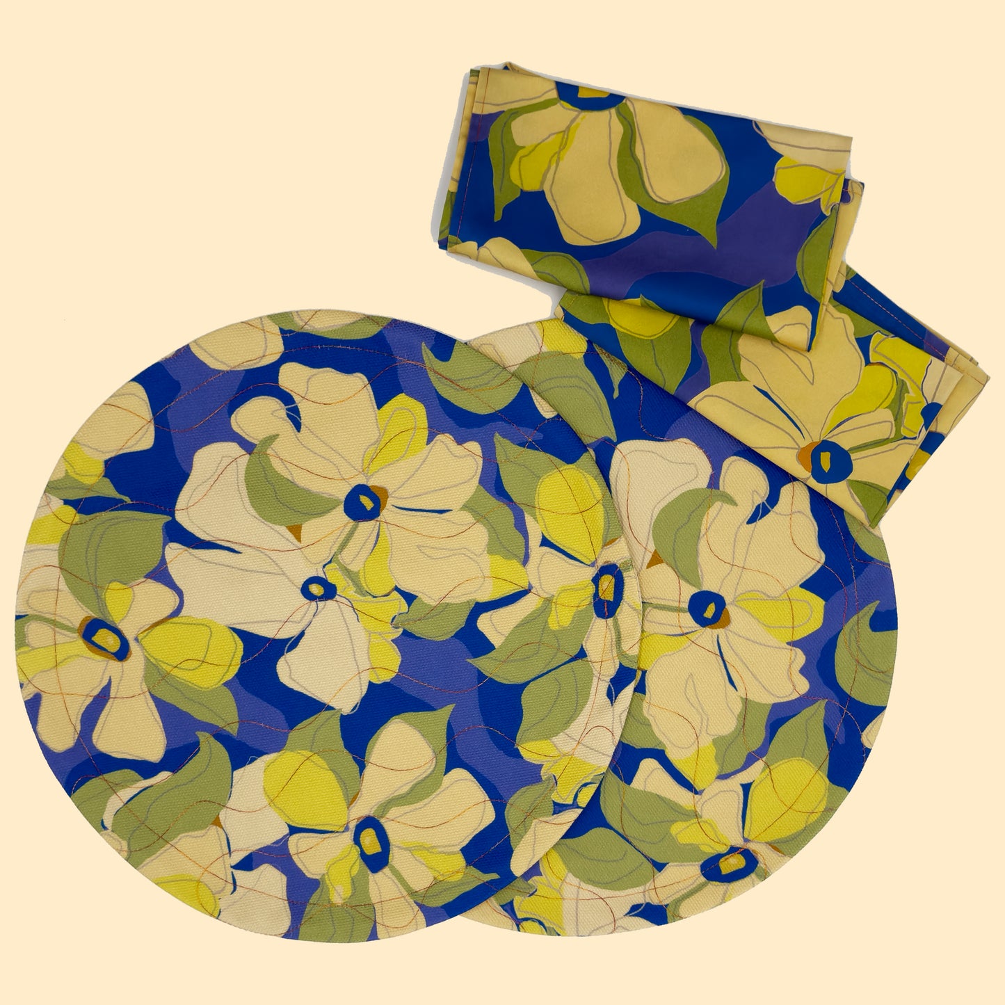 Flower-themed Yellow Pansy Round Tablecloth 48"